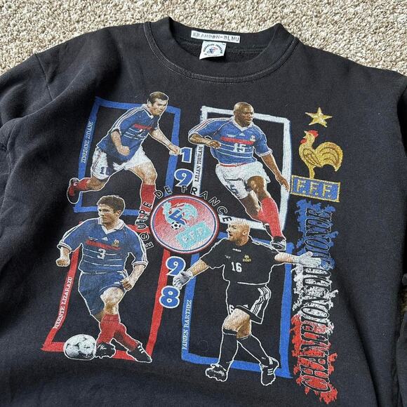 Vintage 90s Team France Futbol Soccer World Cup Sweatshirt - Picture 3 of 7